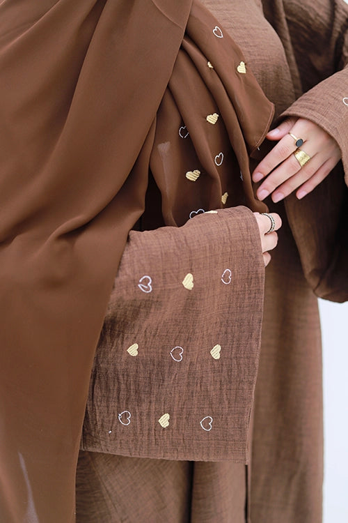 Abaya with heart embroidery