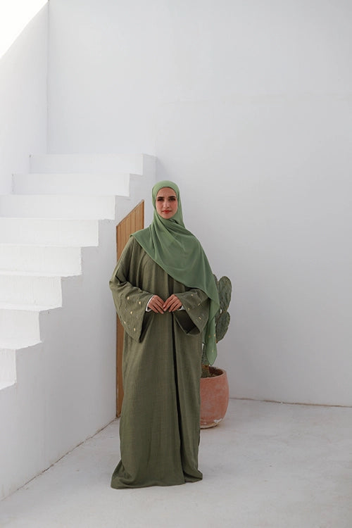Abaya with heart embroidery